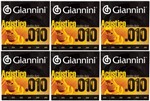 Ficha técnica e caractérísticas do produto Encordoamento para de Violão Aço 010 Giannini Geswam KIT com 6 Jogos