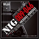 Encordoamento para Guitarra Híbrida .009 NH-66 + 1 Mi + Palheta NIG