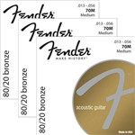 Ficha técnica e caractérísticas do produto Encordoamento para Violão Aço 013 Fender 80/20 Bronze 70M - Kit com 3 Unidades