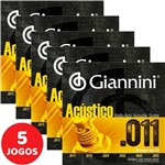 Ficha técnica e caractérísticas do produto Encordoamento para Violão Aço (Folk) 011 052 Giannini 65/35 Bronze GESPW - Kit com 5 Unidades
