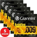Ficha técnica e caractérísticas do produto Encordoamento para Violão Aço (Folk) 09 045 Giannini 65/35 Bronze GESWAL - Kit com 5 Unidades