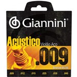 Ficha técnica e caractérísticas do produto Encordoamento para Violão GESWAL Acústico Aço 0.09 - Giannini - Giannini