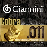 Encordoamento Violão Aço com Bolinha, Série Cobra, Revestimento Bronze Fosforoso 0.011-0.052 - Geeflkf - Giannini