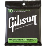 Encordoamento Violão Aço Gibson .010-.047 Masterbuilt Premium Phosphor Bronze Super Ultra Lights SAG MB10
