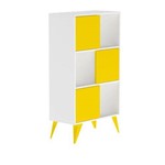 Ficha técnica e caractérísticas do produto Estante Decorativa Multivisão Vivva 3 Prateleiras com Portas Deslizantes Branco e Amarelo