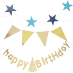 Ficha técnica e caractérísticas do produto Estrela de alumínio Film / Folha Impresso Balões para conjuntos de feliz aniversário Balões da bandeira (Gold)