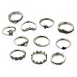 Ficha técnica e caractérísticas do produto Fashionable 11 Pcs Retro Pearl Rhinestone Knuckle Ring Set Jewelry Accessories