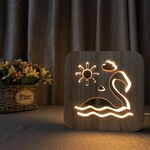 Ficha técnica e caractérísticas do produto Flamingo da lâmpada de madeira crianças decoração do quarto luz morna luz LED Noite USB Para Crianças presente