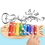 Ficha técnica e caractérísticas do produto Forma De Peixe 8 Teclas Xilofone Percussão Mão Bater Piano Crianças Brinquedo Musical
