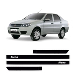 Ficha técnica e caractérísticas do produto Friso Lateral Fiat Siena 2005 a 2010 4 Portas com Nome 6174a