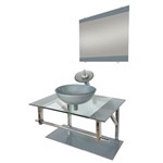Ficha técnica e caractérísticas do produto Gabinete de Vidro 60cm para Banheiro Cuba Redonda - Estônia Inox - PRATA