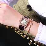 Ficha técnica e caractérísticas do produto Elegante Simples estilo romano Digital Diamante Ladies Leather Strap relógio de quartzo Ladies watch