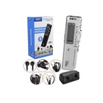 Ficha técnica e caractérísticas do produto Gravador de Voz Espião Digital Mp3 +microfone +fone Knup Kp-8004 Prata - Prata