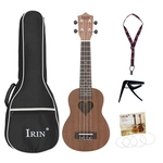 Ficha técnica e caractérísticas do produto LAR Guitarra 21inch Sapele Ukulele havaiano pequeno 4 cordas Ukulele Heart-shaped Furo sadio Musical Instrument
