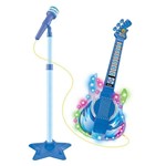 Ficha técnica e caractérísticas do produto Guitarra com Microfone Pedestal Rock Show Azul - Dm Toys