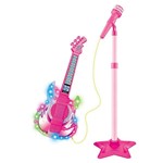 Ficha técnica e caractérísticas do produto Guitarra com Microfone Pedestal Rock Show Rosa - Dm Toys