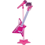 Guitarra Criança Brinquedo Rosa Modelo Novo Rock Star Sons