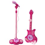 Guitarra Elétrica e Microfone com Amplificador da Barbie