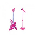 Ficha técnica e caractérísticas do produto Guitarra Eletrônica Infantil Microfone Karaokê Pedestal Rosa - Zoop Toys