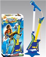 Guitarra Eletronica Microfone Karaoke Pedestal Azul - Mc18046 - Mega Compras
