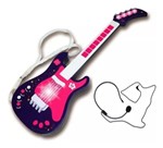 Ficha técnica e caractérísticas do produto Guitarra Eletrônica Rosa e Azul Microfone Luz Unik GE1805-F