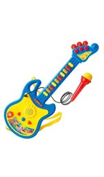Ficha técnica e caractérísticas do produto Guitarra Infantil com Microfone Luz Som Azul - Dm Toys 5379