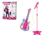 Guitarra Infantil com Microfone Pedestal Rock Show Toca MP3 com Luz e Som - Dm Toys