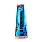 Guitarra Infantil Eletronica com Som e Luz Rock Star Violao Brinquedo Muscial com Palheta Azul - Makeda