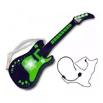 Guitarra Infantil Eletrônica Infantil com Mixagem Verde Unik