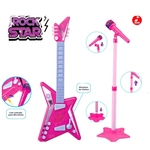 Guitarra Infantil + Microfone Pedestal 8 Teclas - Rosa - ZOOP TOYS