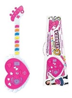 Ficha técnica e caractérísticas do produto Guitarra Infantil Musical Coração Rosa com Som e Luz Meninas - Art Brink