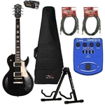 Guitarra Les Paul CR 230 BK Preta Captação EMG Cort Kit Essencial Acessórios