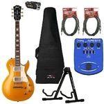 Guitarra Les Paul CR 200 GT Gold Top Cort Kit Essencial Acessórios
