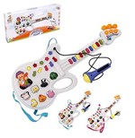 Ficha técnica e caractérísticas do produto Guitarra Musical Infantil Animais da Fazenda com Microfone Colors + Luz a Pilha - Wellmix