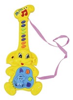Guitarra Musical Infantil Elefante Amarela Meninas com Som Dm Toys-DMT4742 - Dmtoys