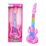 Guitarra Plastica Musical Infantil Rosa com Som e Luzes Coloridas - Amacon