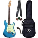 Ficha técnica e caractérísticas do produto Guitarra Stratocaster SX SST62 Azul Bag Correia Encordoador - Shelter