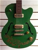 Guitarra Yamaha Aex520 Pintura Verde + Arabescos em Folha de Ouro 24K...