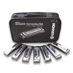 Ficha técnica e caractérísticas do produto Harmônica Blues Kit com 7 C, D, E, F, G, A, Bb Hohner