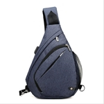 Ficha técnica e caractérísticas do produto Homens porta USB Peito Bag grandes Oxford Esportes Viagens Crossbody Bag Single-ombro Bag saco de ombro único