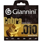 Ficha técnica e caractérísticas do produto Jogo de Cordas para Violão Aço .010 Giannini Cobra Bronze 80/20