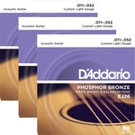 Ficha técnica e caractérísticas do produto Jogo de Cordas Violão Aço 011 D'addario Phosphor Bronze EJ26 Custom Light - Kit Com 3 Un.