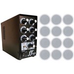 Kit 12 Caixa Som Embutir Arandela 1 Setorizador Amplificador