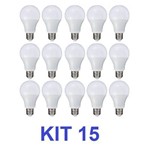 Ficha técnica e caractérísticas do produto Kit 15 Lâmpada Led Bulbo E27 Bivolt 6000k Branco Frio 12w