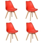 Ficha técnica e caractérísticas do produto Kit 4 Cadeiras Eames Leda Base Madeira Sem Braço Vermelho