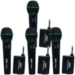 Ficha técnica e caractérísticas do produto Kit 4 Microfones Sem Fio Profissional Wireless P10 para Karaokê e Caixa de Som Knup KP-M0005 Preto