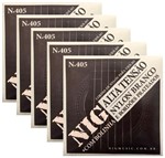 Ficha técnica e caractérísticas do produto Kit 5 Encordoamentos Violao Nylon Nig N405 Branco Prateado C Bolinha Alta Tensao