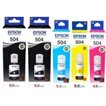 Ficha técnica e caractérísticas do produto Kit 5 Refil Tinta Epson T504 L5151 L4150 L4150 L5191 L5171