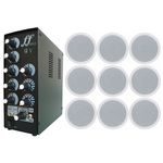 Ficha técnica e caractérísticas do produto Kit 9 Caixa Som Embutir Arandela + Amplificador Setorizador