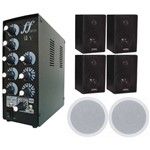 Ficha técnica e caractérísticas do produto Kit Amplificador Setorizador 4 Caixas Dsk65 + 2 Arandelas 68w